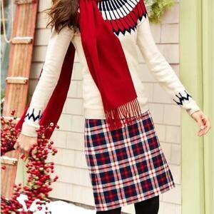 Talbots Plaid Pencil Skirt Wool Blend Blue Red Tartan Acadamia Preppy 10